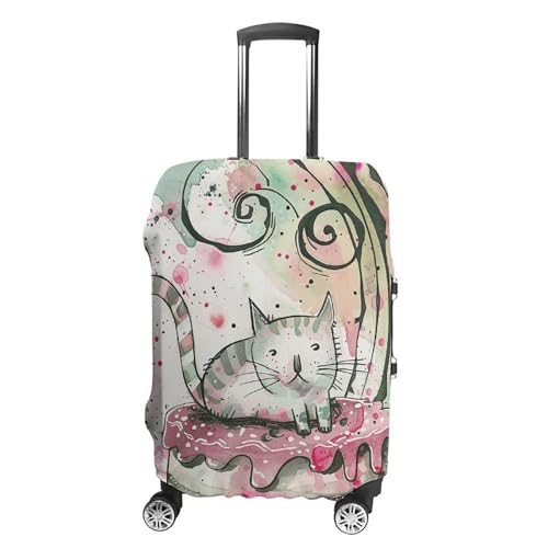 Cat on Cake Luggage Cover, Washable Elastic Suitcase Cover Protector Fit 18-32 Inch Luggage