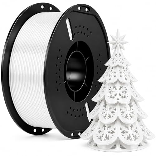 VEOEOV PETG 3D Printer Filament 1.75mm White 1KG +/-0.02mm Accuracy AMS/AMS Lite Ready for Most FDM 3D Printers