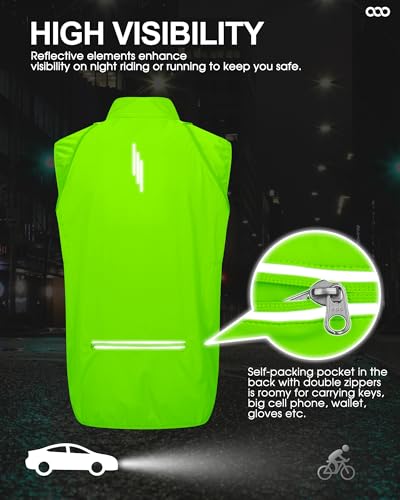 Image of 33,000ft Men's Cycling Jacket Long Sleeve, Waterproof Running Bike Vest Outerwear Reflective Windproof Sleeveless Jacket