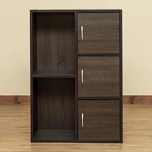 Amazon｜扉付き ラック 棚 3段 収納 カラーボックス ウオールナット FB