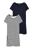 C&A Damen Kleid Rundhalsausschnitt unter dem Knie Body Fit Kleider Umstandsmode schwarz XL