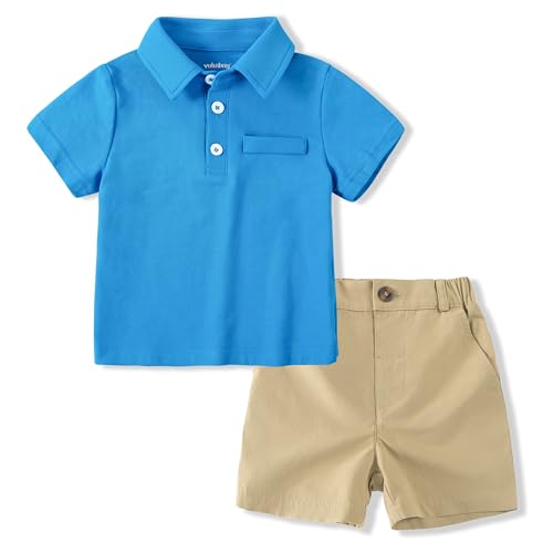 Image of Volunboy Baby Boy Summer Clothes Short Sleeve Polo Shirts Shorts Set Pique Beach Outfits