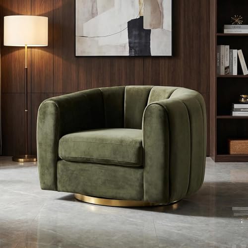 Image of Swivel Accent Chair, Velvet, Mid Century Modern, Luxury, for Living Room | 2026 New Luxury Velvet Swivel Accent Chair, Elegant Mid Century Modern Swivel Chair for Refined Living Rooms, Velvet