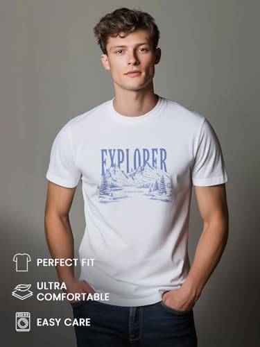 Image of Nobero 100% Cotton T Shirts for Men Stylish | Regular Fit | Graphic Printed T Shirts for Men 180 GSM Combed Cotton | Round Neck Half Sleeve