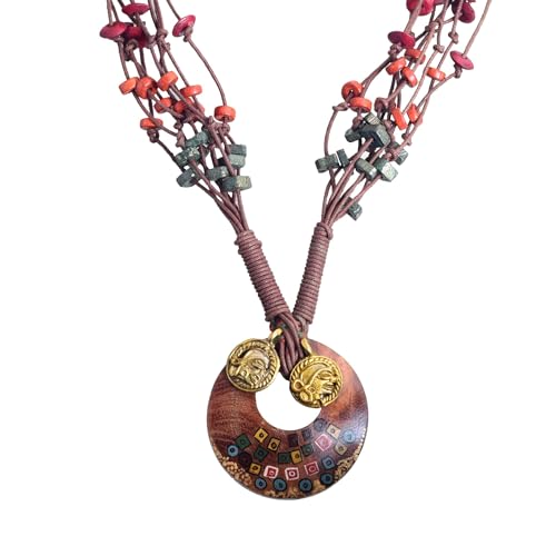 Image of AAKRITI ART CREATIONS Boho & Tribal Handcrafted Necklace Collection | Jute, Wooden & Brass Pendant Designs | Ethnic Collar, Loop & Statement Jewelry for Women | Artisan Festival & Everyday Wear