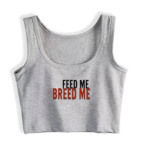 Image of XUKINGPIG Feed ME Breed ME Sexy Crop Top Female Clothes Sexy Tank Top Grey