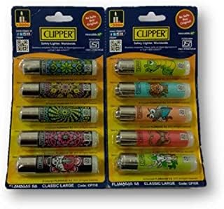 Clipper CP-11 Refillable Cigarette Gas Lighter (Mix Colors) (Pack of 10 Pcs) Lighters Print Design Coming as per Stock Available.-image-1