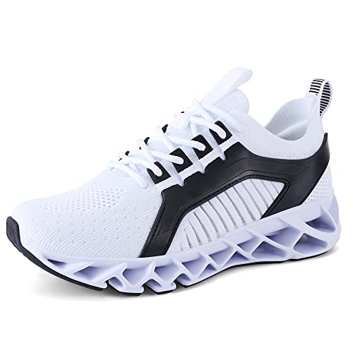 Women's Walking Shoes Lightweight Breathable Tennis Running Blade Fashion Sneakers for Athletic Sports Training Jogging Travel White Size 10.5