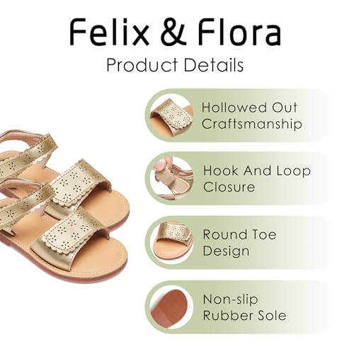 Image of Felix & Flora Toddler Girl Sandals -Flower Girl Dress Shoes Open Toe Little Kid Flats