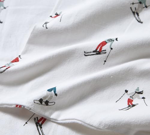 Image of Eddie Bauer - Flannel Sheets Queen Size, Anti-Pilling & Wrinkle Resistant Cotton, Touchably Soft for All-Season Comfort - Bed Sheets with Matching Pillowcases & Fitted Sheet (Ski Slope White)