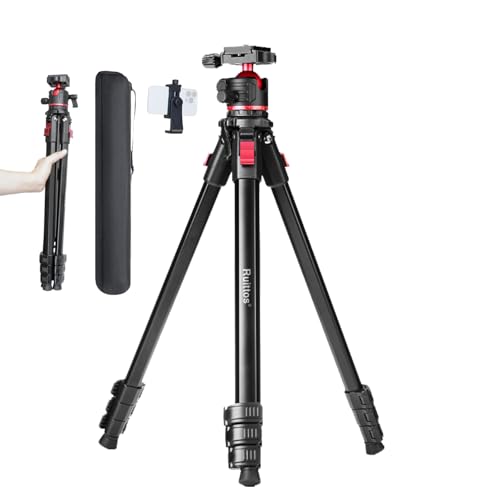Image of Travel Tripod, 68 inch Camera Tripod with 360 Ball Head Lightweight Aluminum Portable Compatible with i Phone, Canon G7X, Sony, DSLR /SLR Cameras, Video Camcorders, Action Cameras,Telescopes...8.8lbs
