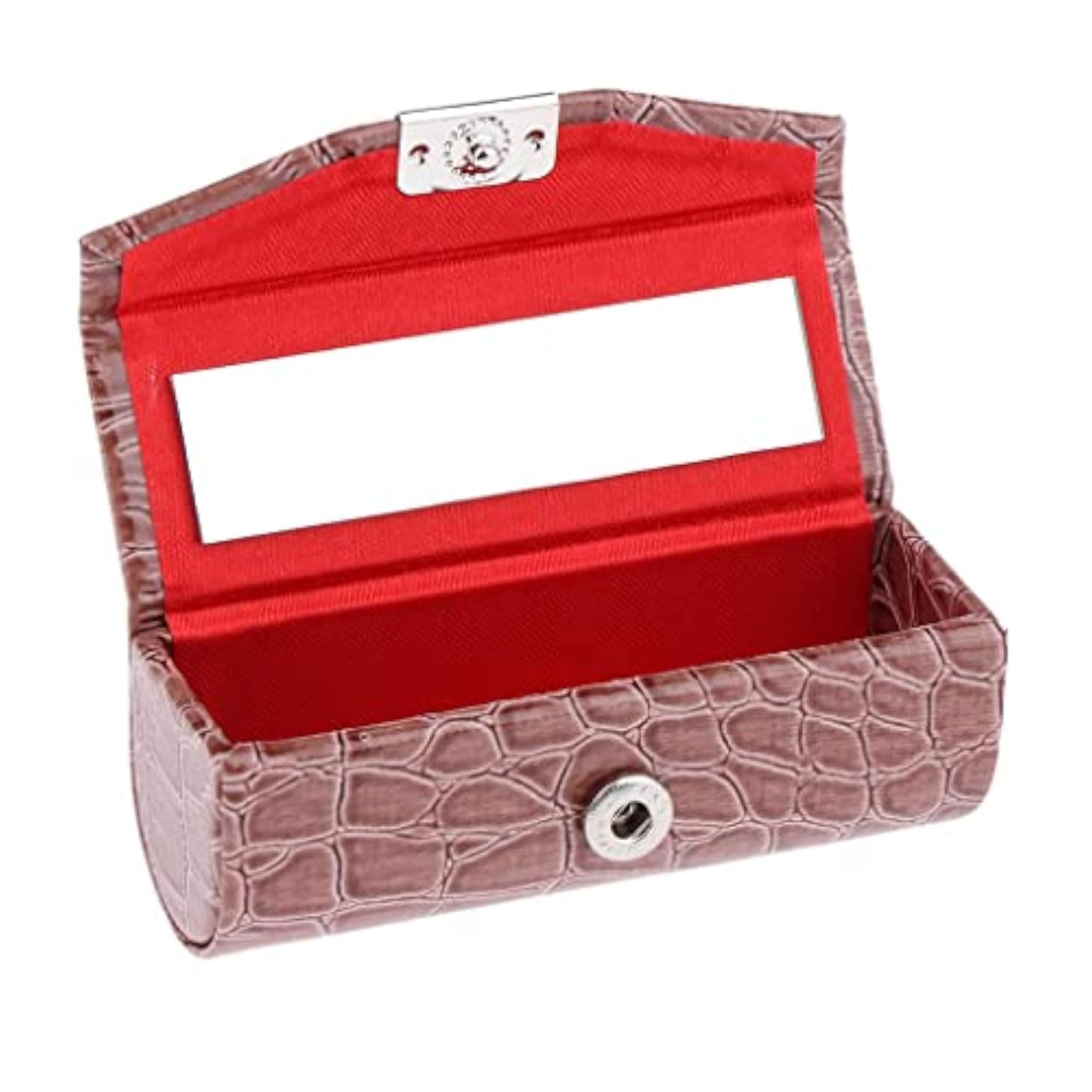 2 Colors Women PU Leather Lipstick Case with Mirror