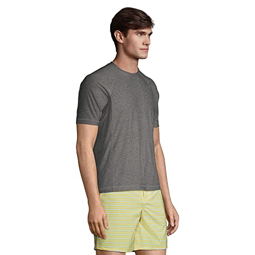 Lands' End Mens Short Sleeve Swim Tee Rash Guard Arctic Gray Space Dye Regular Medium3