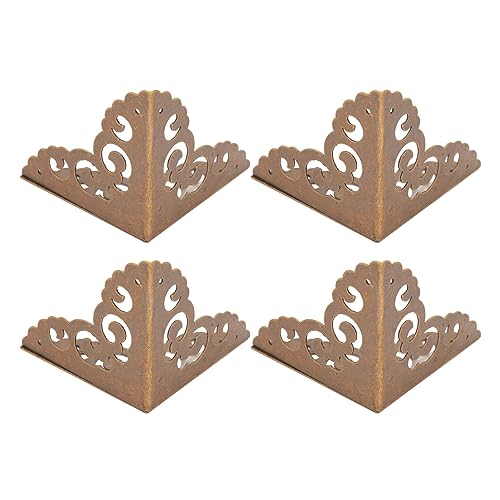 Image of Hilitand 4 Pack Furniture Corner Protector, Metal Safety Furniture Bumpers Corner Guard Jewelry Box Guard Cover (Bronze)