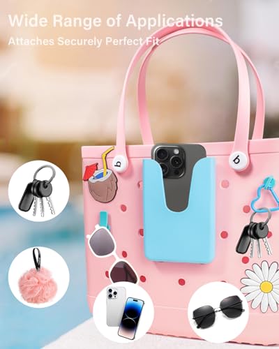 Image of Silicone Phone Holder for Bogg Bag, Phone Case Holder Charms Compatible with Bogg Bags,Cell Phones Holder for Bogg Bag,Charms Key Holder Insert Carabiner Keychain for Bogg Bags Accessories(Blue)