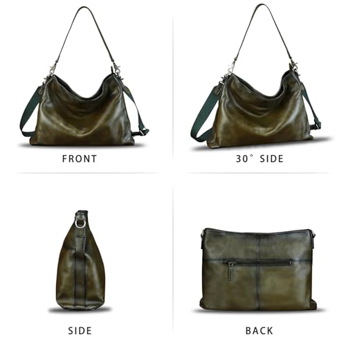 Image of Genuine Leather Hobo Bag for Women Tote Bag Vintage Handmade Shoulder Bag Crossbody Satchel Purses Pouch