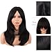 MapofBeauty 20 Inch/50 cm Long Layered With Bangs Straight Synthetic fiber Shoulder Length Hair for Daily Use or Party Wig (Black)