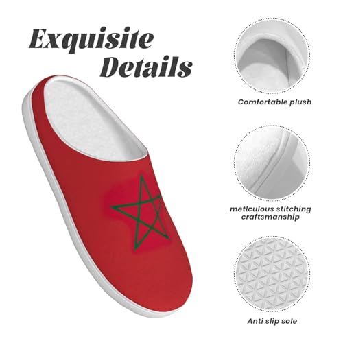 Cozy Flag of Morocco print Slippers Indoor and Outdoor Fuzzy House Shoes Anti-Skid Sole Gifts for Women Indoor Scuff4