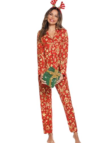 Image of Pjmlifecoco Pajamas Set Long Sleeve Womens Button Down Sleepwear Two Piece Nightwear Soft Pj Lounge Sets S-XXL