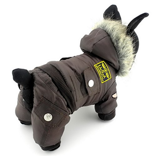 Ranphy Waterproof Dog Snowsuit Jumpsuit Hoodie Winter Coat Pet Fleece Lined Clothes Puppy Cotton Padded Outfit Cold Weather Hooded Airman Jacket Warm Cat Clothes Chihuahua Parka Girls Boys Brown Xs #TOP7