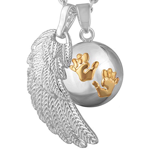 ? Bola de grossesse clochette Pendentif harmony ball Appeleur danges ? Bijou musicale pour Maternité femmes enceintes avec chaîne aile d'ange et Bola