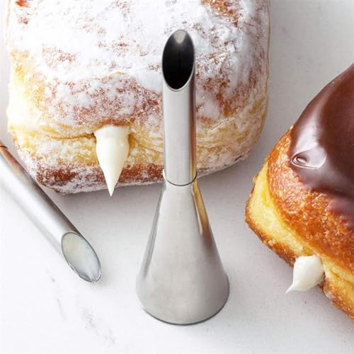 KuuGuu 6 PCS Cream Icing Piping Nozzle Tip Stainless Steel Long Cream Puff Piping Tips Cake Decorating Tools Multipurpose Pastry Piping for Small Pastries Puffs Cupcakes Filling Donuts Other Pastries