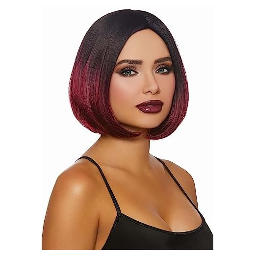 Dreamgirl Women's Mid-Length Black/Burgundy Ombré Bob Wig, One Size