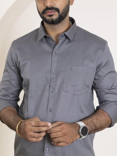 Image of RAMRAJ COTTON Men Premium Cotton Full Sleeves Shirt and Fancy Border Dhoti Set Luxe Set