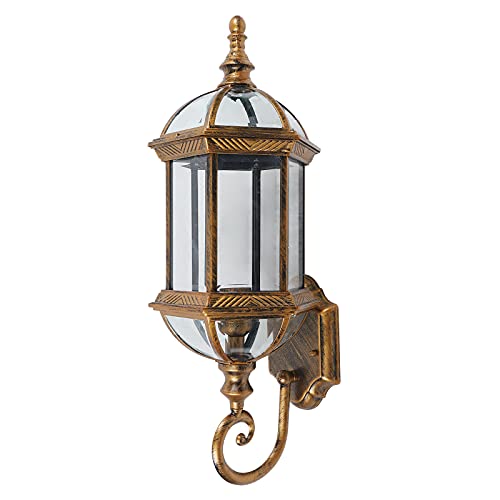 Lampe Mural Doré étanche Style Rétro industriel en Verre et métal Applique Mural Ancienne l'intérieur et l'extérieur pour chambre cuisine jardins balcons entrées Terrasse Cover