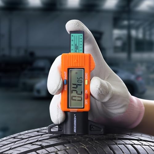 Image of Godeson Digital Tread Gauge with 3 Modes - Fractional Inch, Color-Coded Bar - Suitable for All Vehicle Tires - Orange