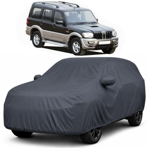 Image of Autofact Premium Car Cover for Scorpio 2002-2013 | All Weather Waterproof Full Body Car Cover | Light-Weight Triple-Stitched Outdoor Shield with UV Protection, Dustproof & Heat-Resistant