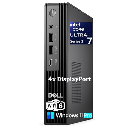 Image of Dell Pro Micro Plus Desktop, 2026 Mini Business Computer - Intel Core Ultra 7 265 20-Core, 16GB DDR5 RAM, 1TB PCIe SSD, Built-in AI, 4X DisplayPort, Windows 11 Pro, Cooler & Quieter, Compact PC