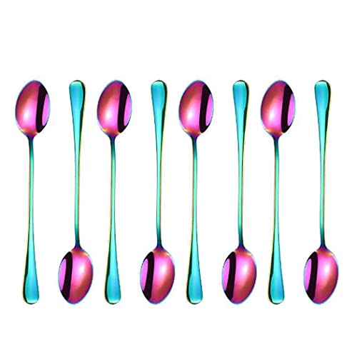 Hoshen 7.6 Inch Stainless Steel Ice Spoon, Mixing Spoon, Long-Handled Dessert Coffee Spoon, Ice Cream Spoon