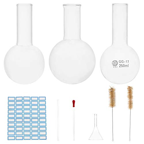 image for OLYCRAFT 9 Pack Glass Boiling Flask Set Single Neck Round Bottom Boili