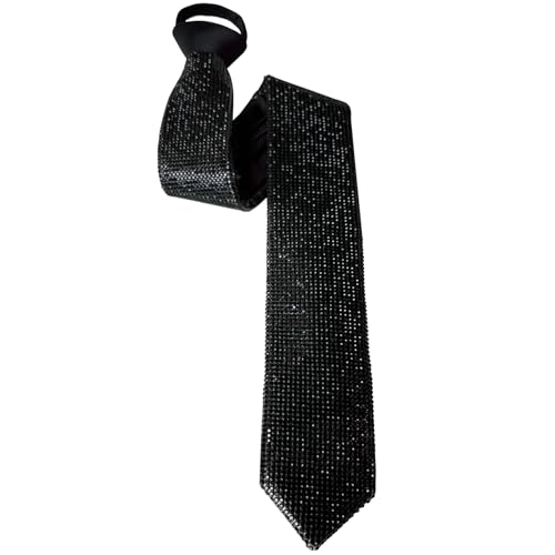 BOMJJOR Gravata ajustável com diamantes artificiais brilhantes para homem, Preto e vinho:
