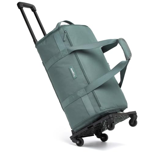 JenniBag Convertible Travel Bag for Women 60L Weekender Garment Duffel Carry-On with Shoe Compartment Trolley Sleeve Durable Water-Resistant Overnight Bag (Roller Edition Teal)