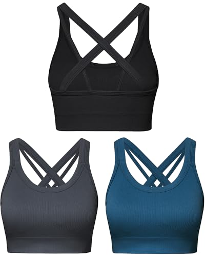Image of Sports Bras for Women HIigh Support, Criss-Cross Back Padded Strappy High Impact Sports Bras for Women Large Bust