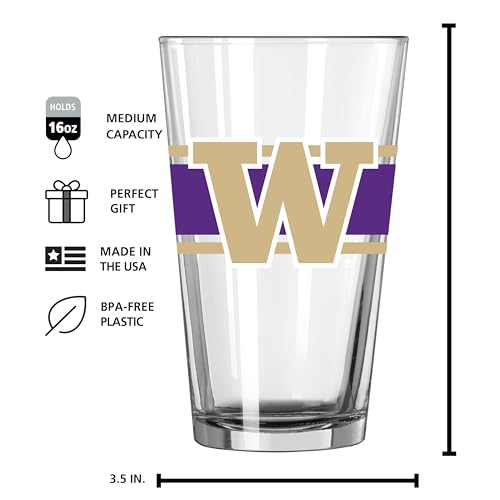 Image of Logo Brands NCAA 16 oz Pint Glass - Durable Glass With Bold Team Color- Chip-Resistant Rim Drinkware For Fans, Tailgates, Home Bars & Everyday Use