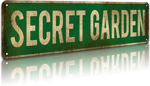 Secret Garden Tin Sign, Street Funny Metal Wall Decor for Bedroom, Home, Bar, Garage, Stylish Art Gift, Adds a Magical Touch 16X4 Inch Club Gym Garden Shop Bedroom Kitchen Bathroom Cafe Garage