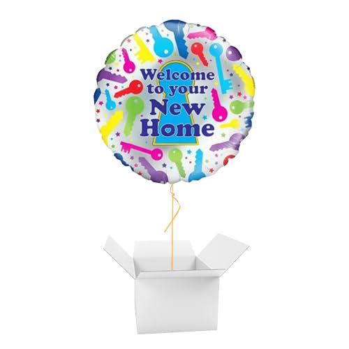 Welcome to Your New Home Round Foil Helium Balloon - Inflated Balloon in a Box