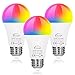 LED Color Changing Light Bulbs Warm White E26 10W RGB Light Bulbs with 21key Remote Control, 60W Incandescent Equivalent, Memory Function, RGB + Warm White, Dimmable with Remote, Pack of 2
