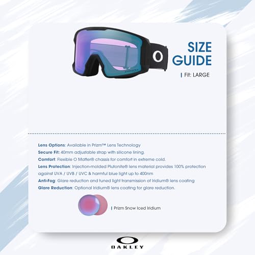 Image of Oakley Line Miner LARGE /MEDIUM Ski Goggles for Men for Women | In Matte Black, FP Black & Navy W Prizm Sapphire. Bonus kit: cleaning spray, cloth, screwdriver & mirror.