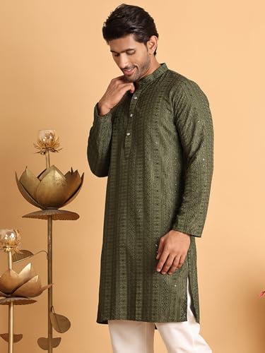 Image of Jompers Embroidered Straight Kurtas for Men