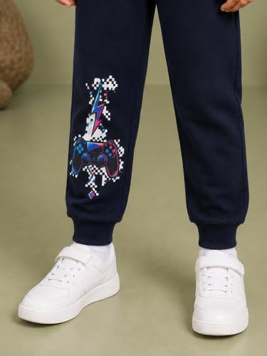 Image of KiddoPanti Boys Solid Fleece Track Pants | Cotton Poly Fleece Fabric | Ankle Length Bottom Rib | 2 Front Patch Pocket | Elastic Waist & Drawcord | Jogger Track Pants for Boys