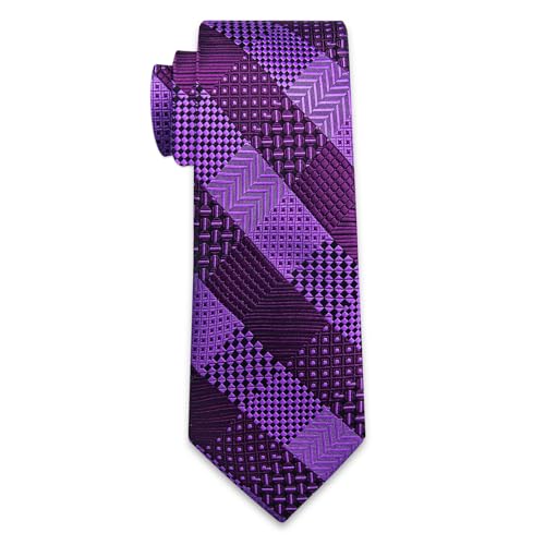 Image of YourTies Striped Plaid Ties for Men Silk Formal Necktie Set