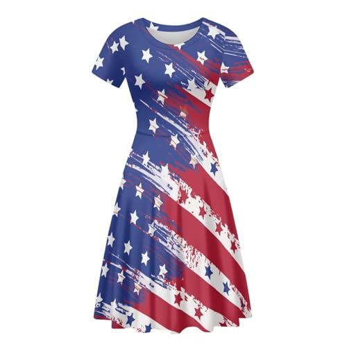 Image of POLERO Sunflower Dress for Women Floral Summer Dresses Short Sleeve Casual Sundresses Midi Dresses