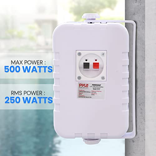 Image of PyleUsa Indoor Outdoor Speakers Pair-500 Watt Dual Waterproof 5.25 inch 2-Way Full Range Speaker System w / 1 /2 inchHigh Compliance Polymer Tweeter - in-Home, Boat, Marine,Deck,Patio,Poolside (White) PDWR55WT