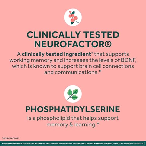 NEURIVA Original Brain Supplements for Memory and Focus, Clinically Tested Nootropics Phosphatidylserine and Neurofactor, Caffeine Free, 50ct Strawberry Gummies - Image 5