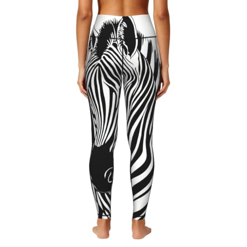 Pantalones de yoga holgados estampado cebra longitud completa 4
