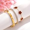 MPRAINBOW Womens Stackable Floral Bracelets, 3Pcs 18K Gold Plated Bracelet,Stainless Steel Bangle Chain Non Tarnish, Bracelet Set Trendy Jewelry,Christmas Valentines Birthday Gift for Girlfriend #3